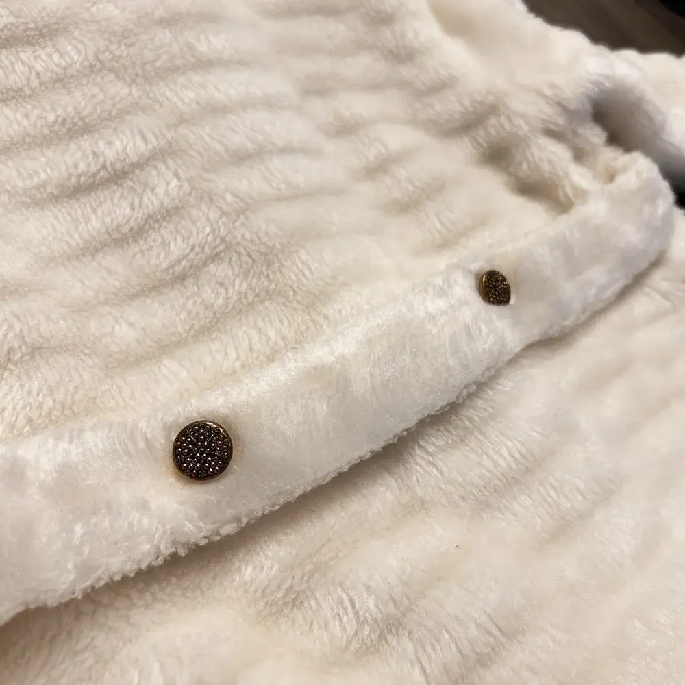 Vintage Breman & Tanner Girls White Faux Fur Overcoat & Matching Bonnet 18-24m